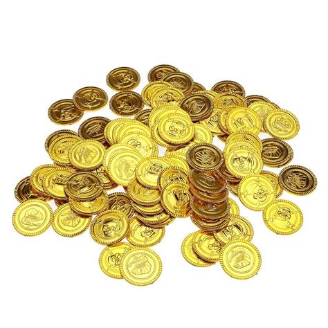 100pc Plastic Captain Pirate Treasure Gold Coins Props Toys For Kids