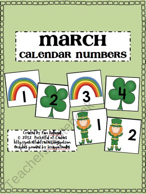 March Calendar Numbers Product From Pocketful Of Centers On