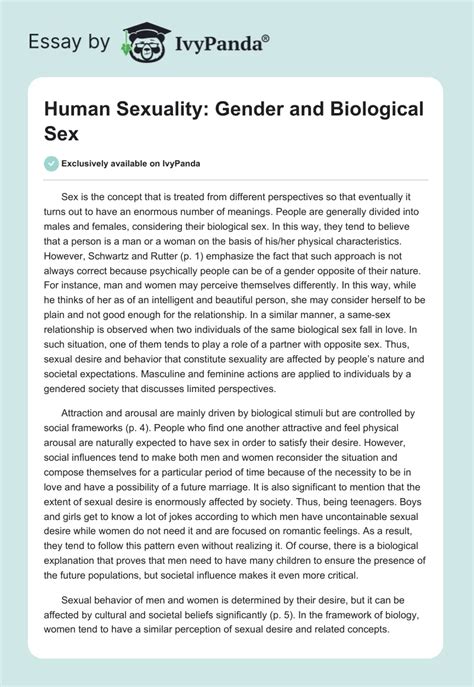 Human Sexuality Gender And Biological Sex 587 Words Essay Example
