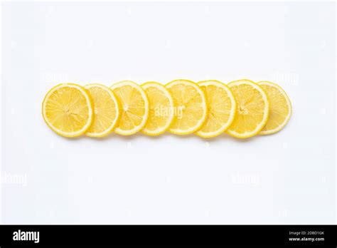 Fresh Lemon Slices On White Background Stock Photo Alamy