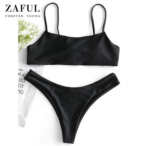 Buy Zaful Padded Scrunch Butt Bikini Set Women High Cut Sexy Swimwear Bathing