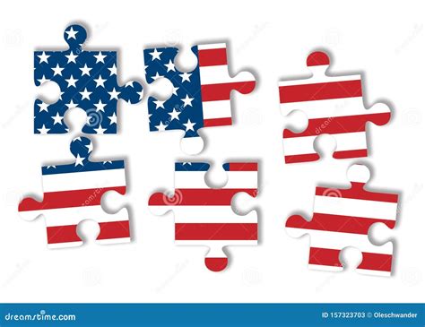 Usa Flag As Scattered Jigsaw Puzzle Pieces Stock Illustration