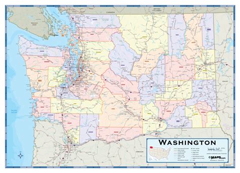 Washington State Counties Wall Map