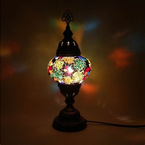 Turkish Moroccan Style Mosaic Multicolour Desk Table Lamp Light Medium