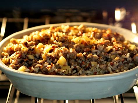 Add wild and white rice, apricots, prunes, and reserved toasted almonds. rice stuffing recipe for turkey