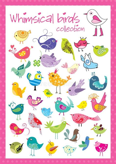 Whimsical Birds Collection Stock Vector Illustration Of Card 15390208