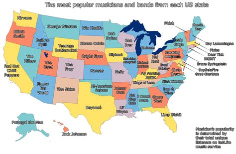 Most Popular Bands And Musicians From Each Us State