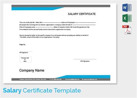 Salary Certificate Template 24 Free Word Excel Pdf Psd Documents