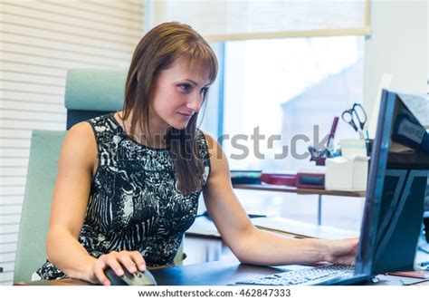 Beautiful Russian Girl Sits Office Chair Stock Photo Edit