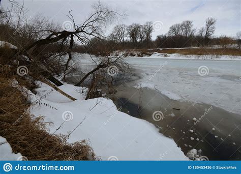 View Of The River Bank During The Spring Thaw Stock Photo Image Of