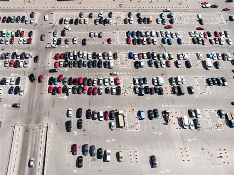 Premium Photo Aerial View Of Full Parking Lots Shot