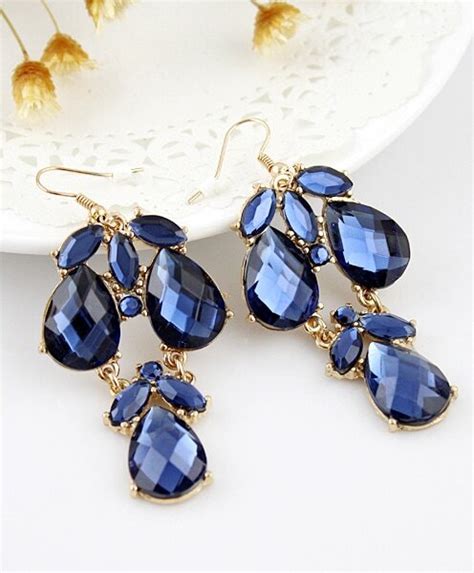 Blue Gemstone Drop Dangle Earrings Shein Sheinside