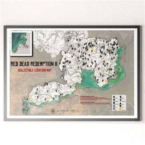 Mapa Completo De Rdr2 Guía Coleccionable Ubicación Oculta Etsy España
