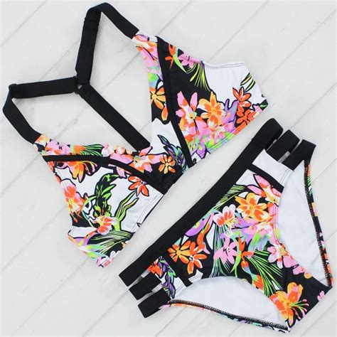 Floral Print Bikini Set 2017 New Swimsuit Bandage Bikini Swimwear Woman