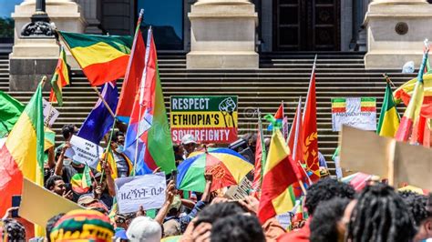 A Group Of Enthusiastic Ethiopians Protest Against Outside Interference