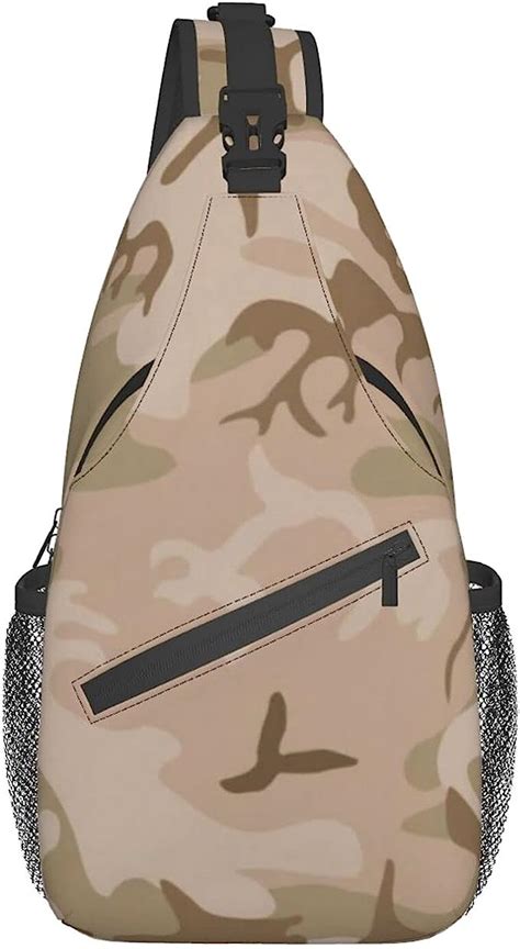 Unisex Sling Bag Daypack Chest Bag Shoulder Backpack Crossbody Package Modern Tan Green Desert