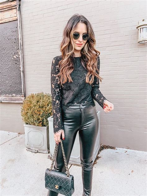 How To Style Faux Leather Pants 3 Ways Oh So Glam Leather Top Outfit Leather Pants Outfit