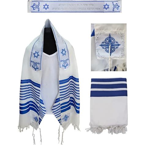 140x190cm Tallit Jewish Prayer Shawl Talit Blessing Silver Strips Magen
