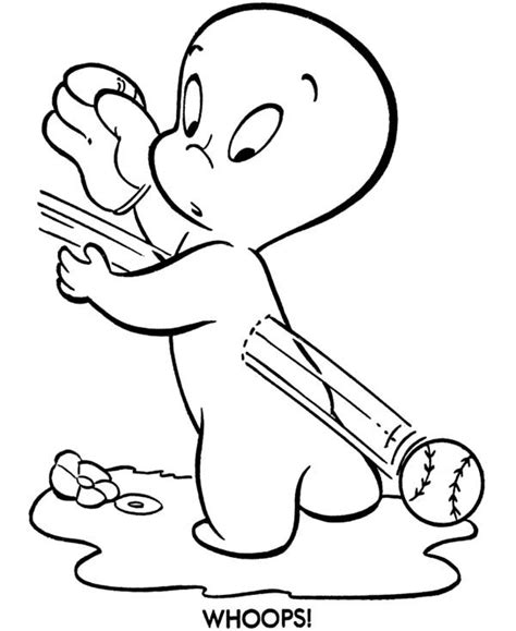 Casper The Friendly Ghost Playing Catch Coloring Page Kids Play Color
