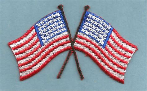American Crossed Flags Patriotic Usa Embroidered Iron On Patch