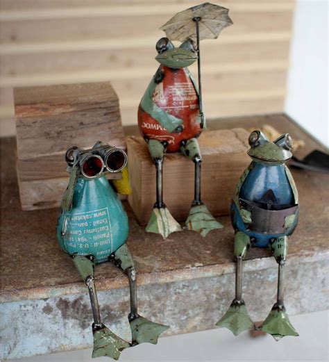 Recycled Metal Frogs Set Of 3 All Statues And Sculptures Deck And