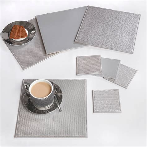 Honeycomb Square Placemats Pack Of 4 Silver Home Store More