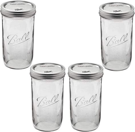 ball mason jar 24 oz wide mouth clear 4 pack uk home and kitchen