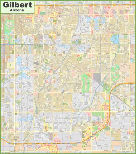 Large Detailed Map Of Gilbert