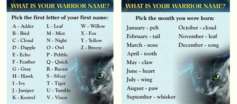 Warrior Cats Name Generator 100 Warrior Cat Names