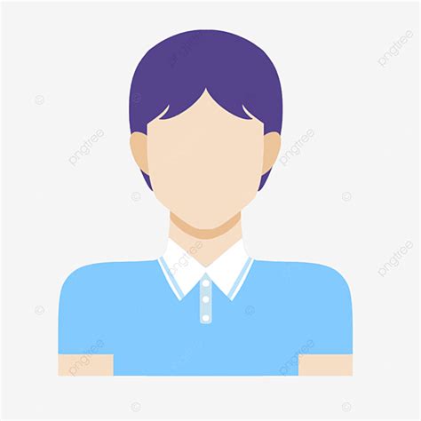 Light Blue Short Sleeved Purple Hair Cartoon Character Avatar Avatar
