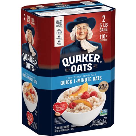 Quaker Whole Grain Oats Quick 1 Minute Oats 80 Oz 2 Count Cereal