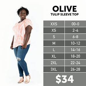 2020 Lularoe Olive Tulip Sleeve Top Shirt Size Chart Tulip Sleeve