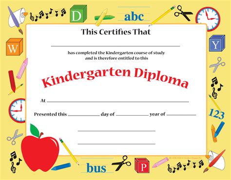 Recognition Certificate Kindergarten Diploma Creative Shapes Etc