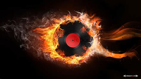🥇 Flames Music Fire Digital Art Artwork Lp Record Wallpaper 78115