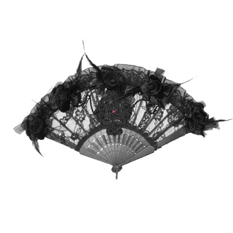 Gothic Lace Fan With Flowers And Pearls Boudoir Noir