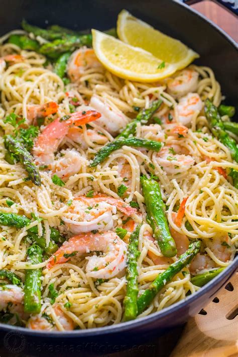 I threw it together with some asparagus because that's what i had. Shrimp Scampi Pasta with Asparagus has a lemon garlic and ...