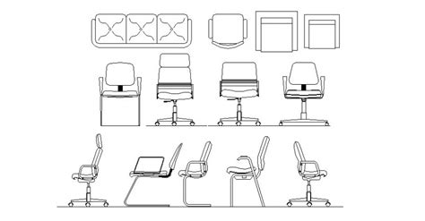 Multiple Revolving And Common Simple Chair Blocks Cad Drawing Details