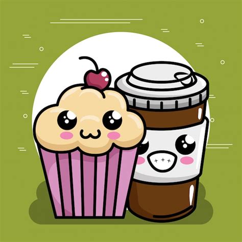 premium vector sweet cupcake with coffee kawaii character