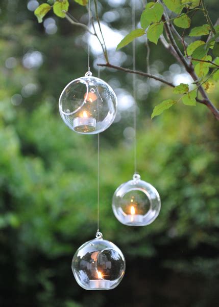 4pce Glass Bauble Round Tealight Holder Hanging Terrarium