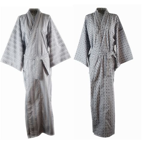 Traditional Japanese Male Cool Kimono Bathrobes Mens Cotton Robe