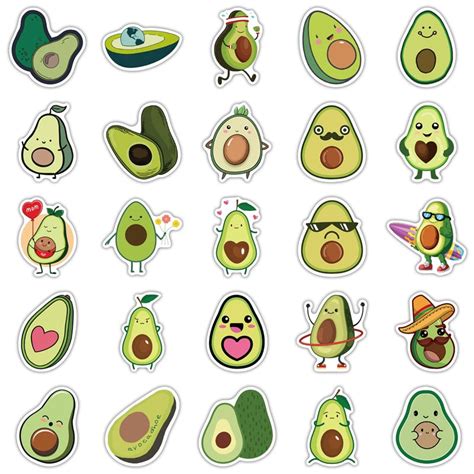 Avocado Kawaii Stickers Arothy