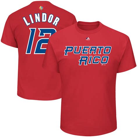 Men S Puerto Rico Baseball Francisco Lindor Majestic Red 2017 World Baseball Classic Name