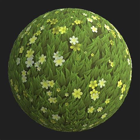 Stylized Grass And Flowers Pbr Material 3d Texture By Inukshuk