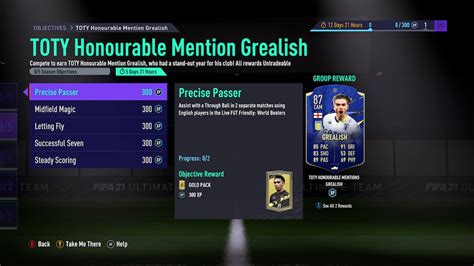 Fifa 21 How To Complete Toty Honorable Mentions Jack Grealish