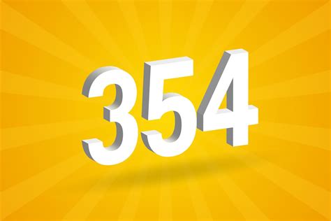 3d 354 Number Font Alphabet White 3d Number 354 With Yellow Background