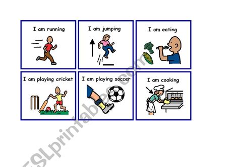 English Worksheets Charades Flashcards 3 Present Continuous