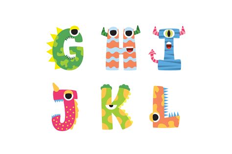 Cartoon Alphabet Letters Colour GHIJKL Graphic By Printablesplazza