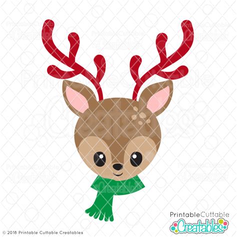 Reindeer Svg Commercial Use Reindeer Clipart Xmas Cut Files Deer Face