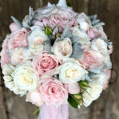 Bridal Bouquet Of Pink And White Roses And David Austin Roses And