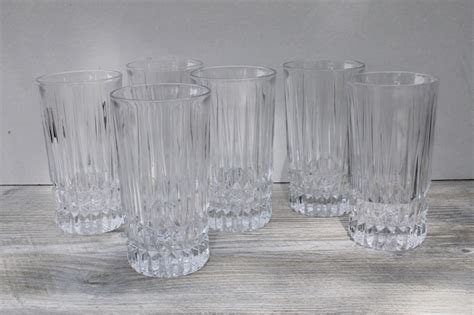Vintage Fostoria Heritage Highball Glasses Set Of 6 Tumblers Heavy Crystal Drinking Glasses